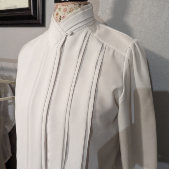Yves Saint Clair Petites White Vintage Blouse - Picture 7 of 7